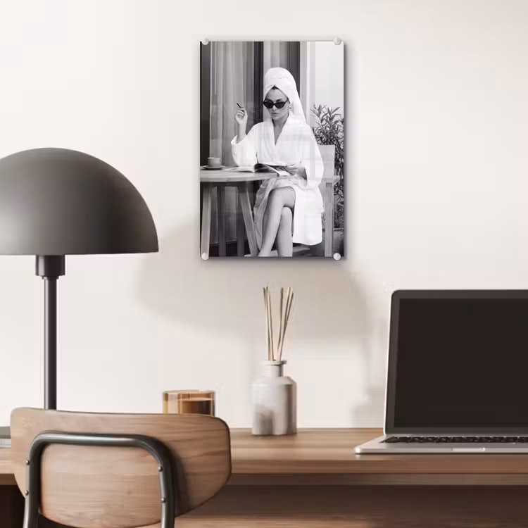 Glas schilderij - Modern - Vrouw - Zwart - Wit — 7