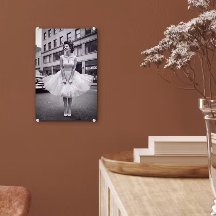 Glas schilderij - Retro - Vrouw - Zwart - Wit — 6