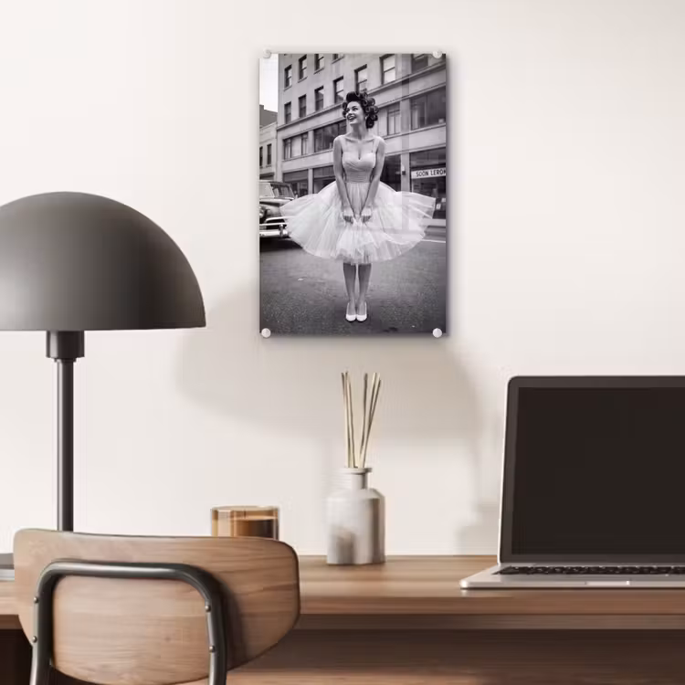 Glas schilderij - Retro - Vrouw - Zwart - Wit — 7
