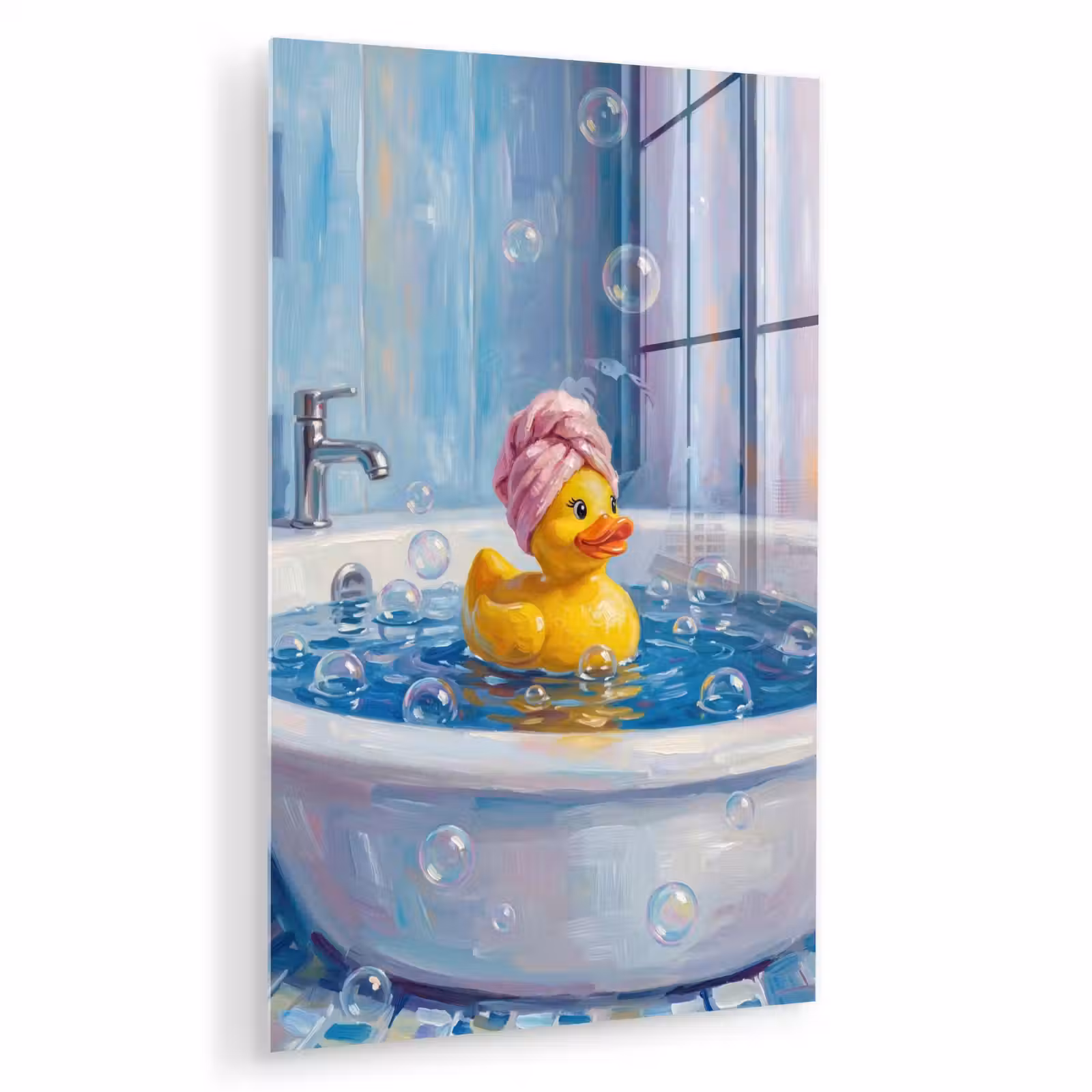 Glas schilderij - Creatief - Badeend - Kleurrijk — 1