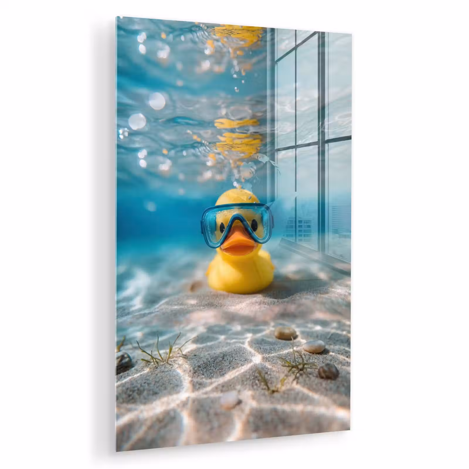 Glas schilderij - Duikbril - Eend - Water — 1