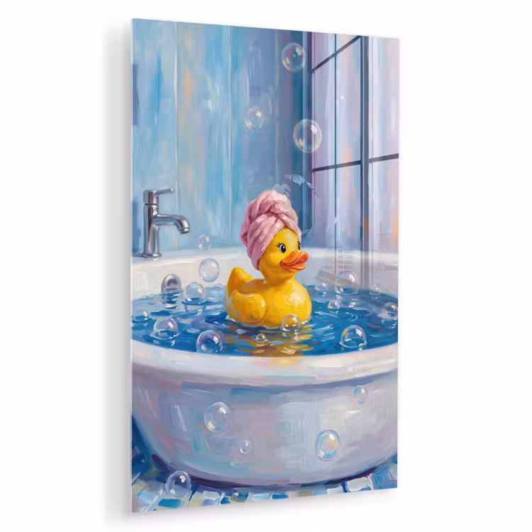 Glas schilderij - Creatief - Badeend - Kleurrijk — 1