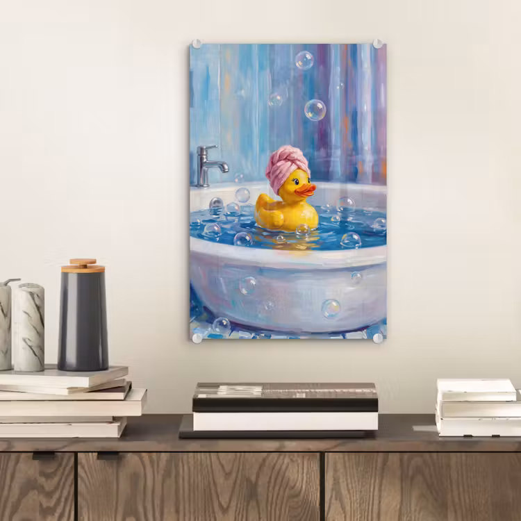 Glas schilderij - Creatief - Badeend - Kleurrijk — 2