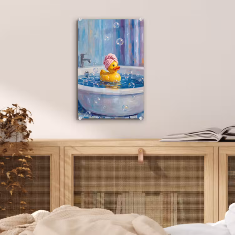 Glas schilderij - Creatief - Badeend - Kleurrijk — 5