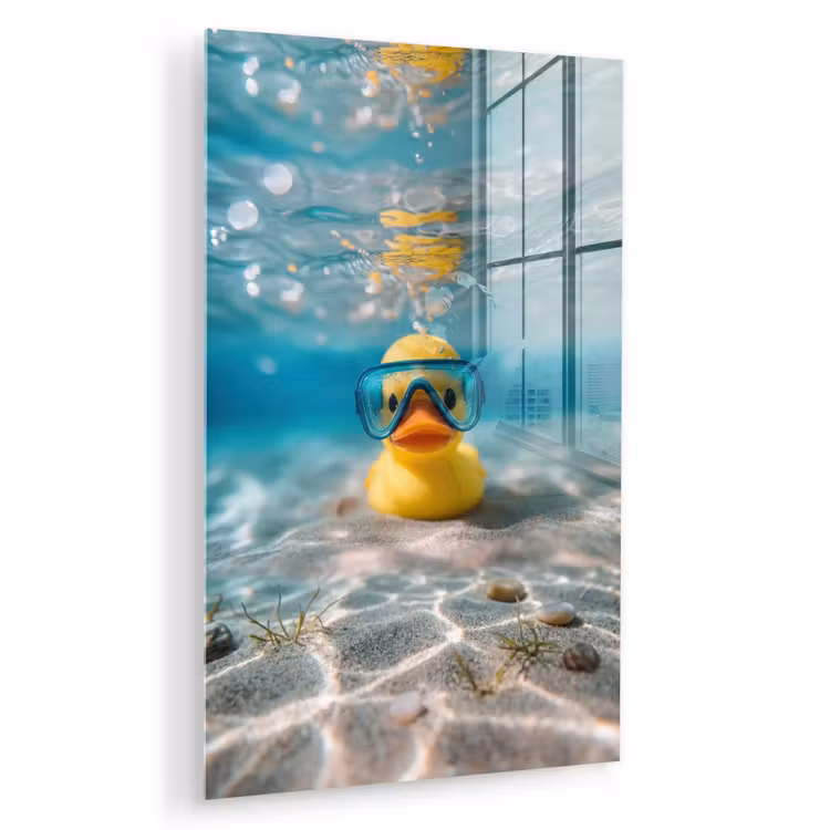Glas schilderij - Duikbril - Eend - Water — 1
