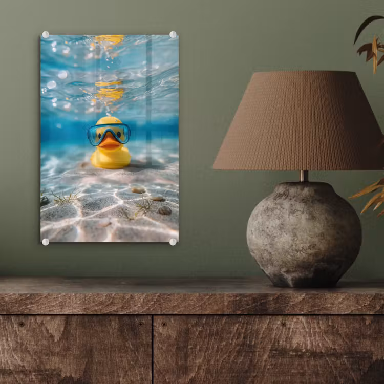Glas schilderij - Duikbril - Eend - Water — 4