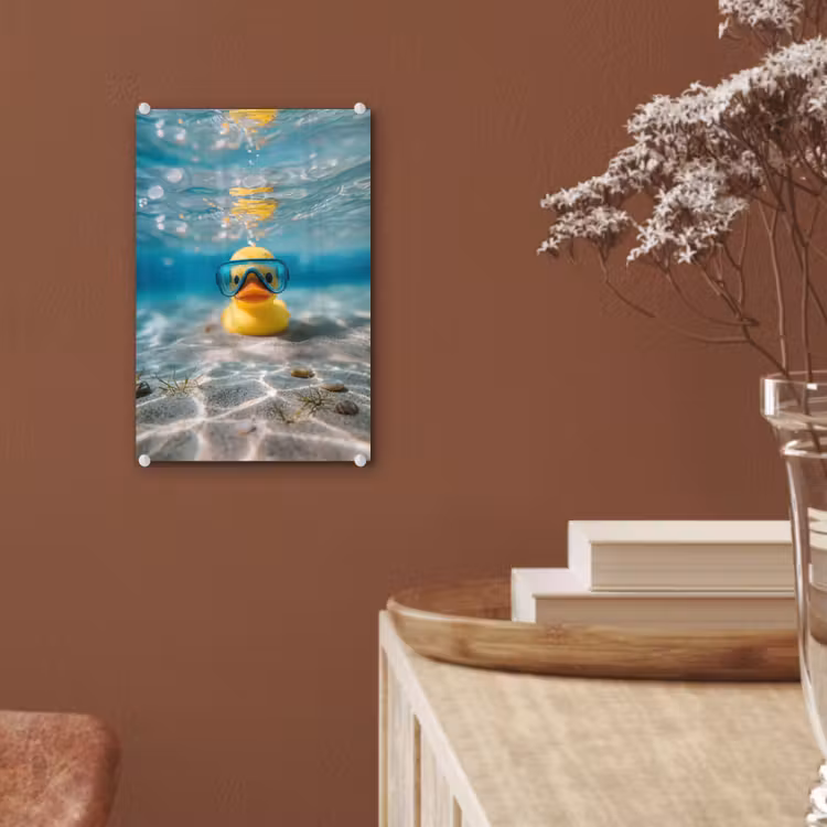 Glas schilderij - Duikbril - Eend - Water — 6