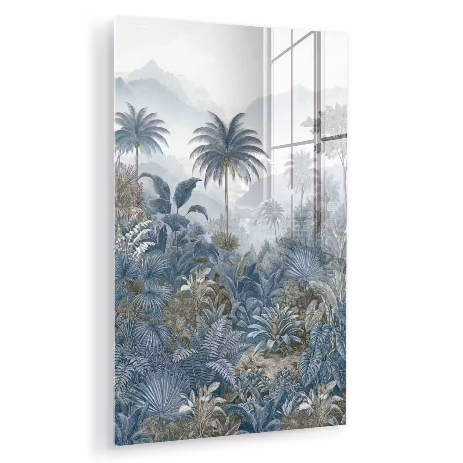 Glas schilderij - Jungle - Landschap - Blauw — 1