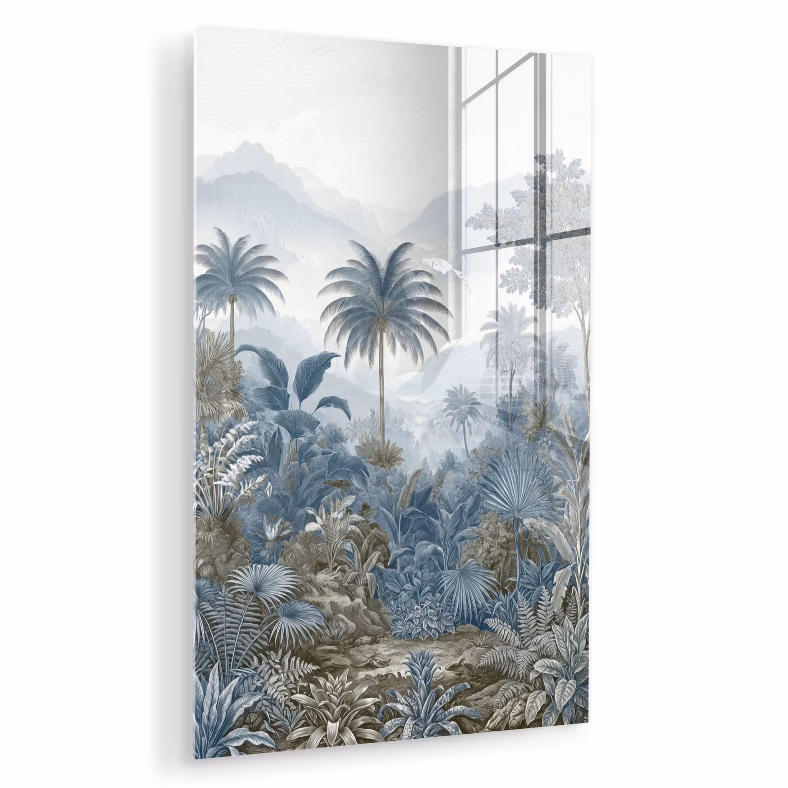 Glas schilderij - Jungle - Modern - Blauw - Groen — 1