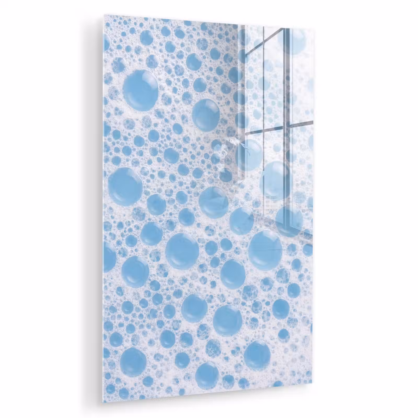 Glas schilderij - Schuim - Bubbels - Blauw — 1