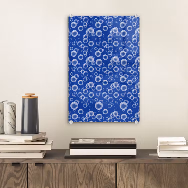Glas schilderij - Bubbels - Patroon - Blauw — 2