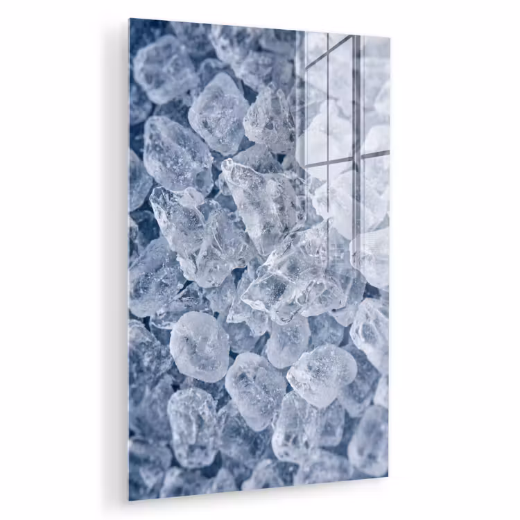Glas schilderij - Ijsblokjes - Water - Blauw — 1