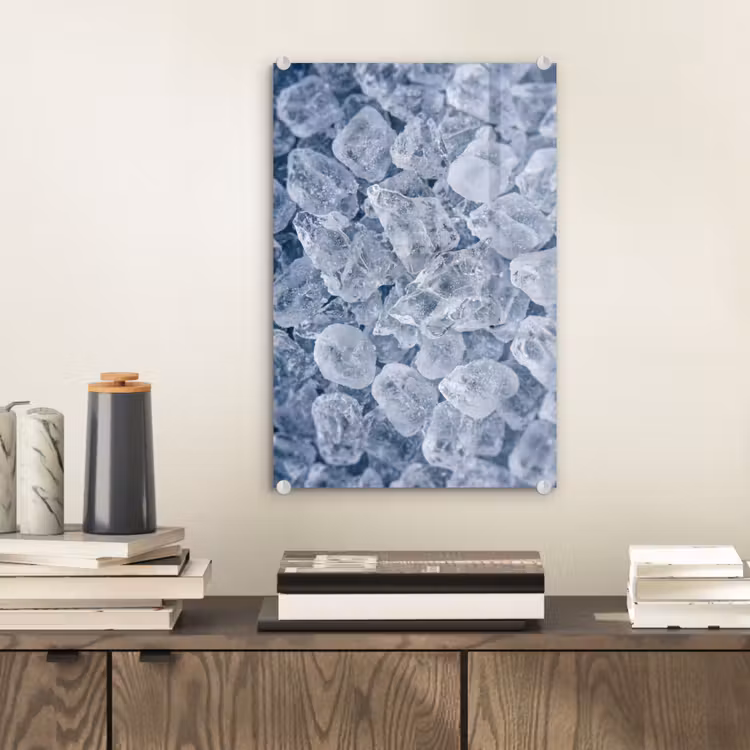 Glas schilderij - Ijsblokjes - Water - Blauw — 2
