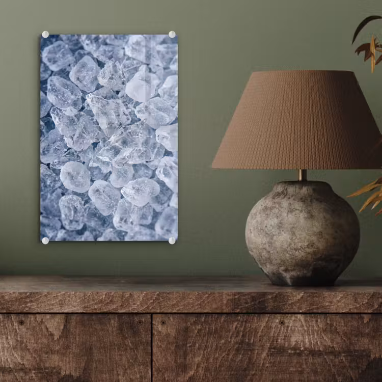 Glas schilderij - Ijsblokjes - Water - Blauw — 4