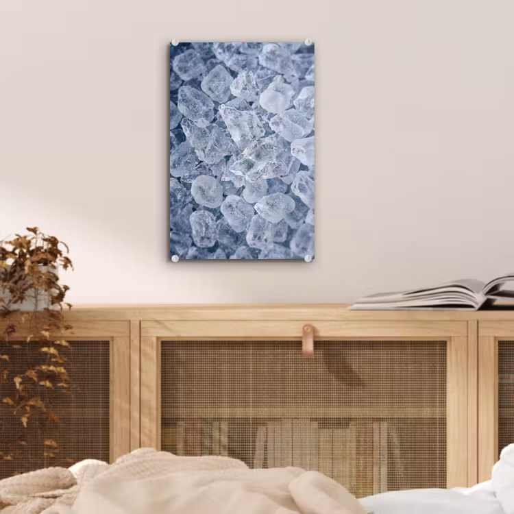 Glas schilderij - Ijsblokjes - Water - Blauw — 5