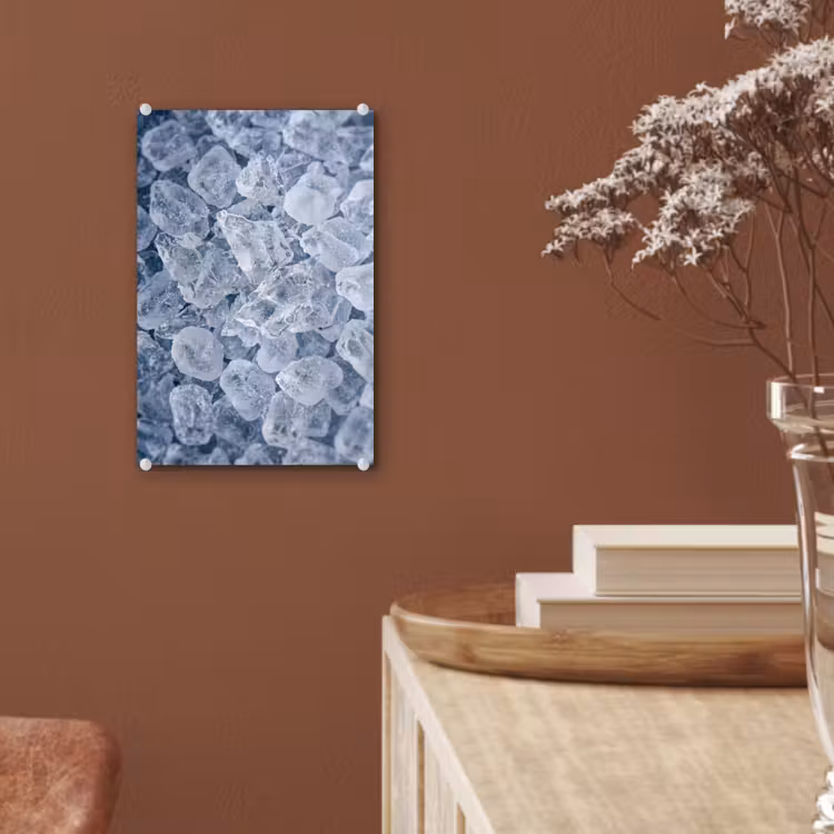 Glas schilderij - Ijsblokjes - Water - Blauw — 6