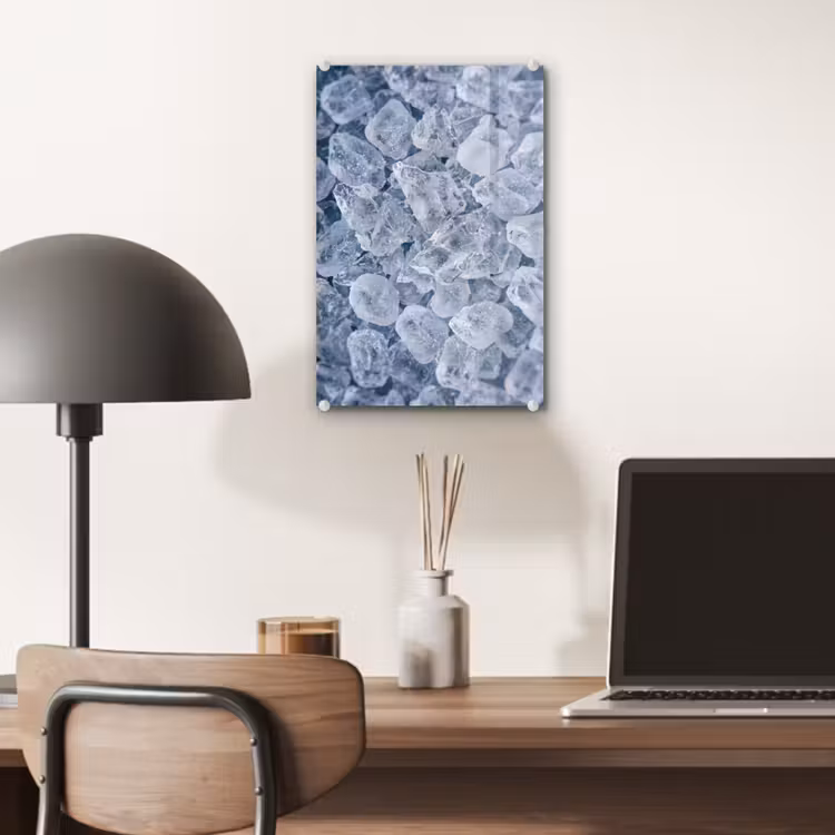 Glas schilderij - Ijsblokjes - Water - Blauw — 7