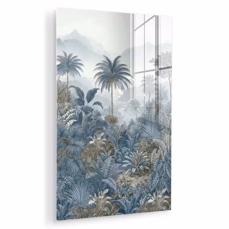 Glas schilderij - Jungle - Landschap - Blauw — 1
