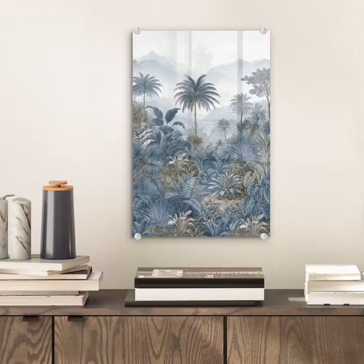 Glas schilderij - Jungle - Landschap - Blauw — 2