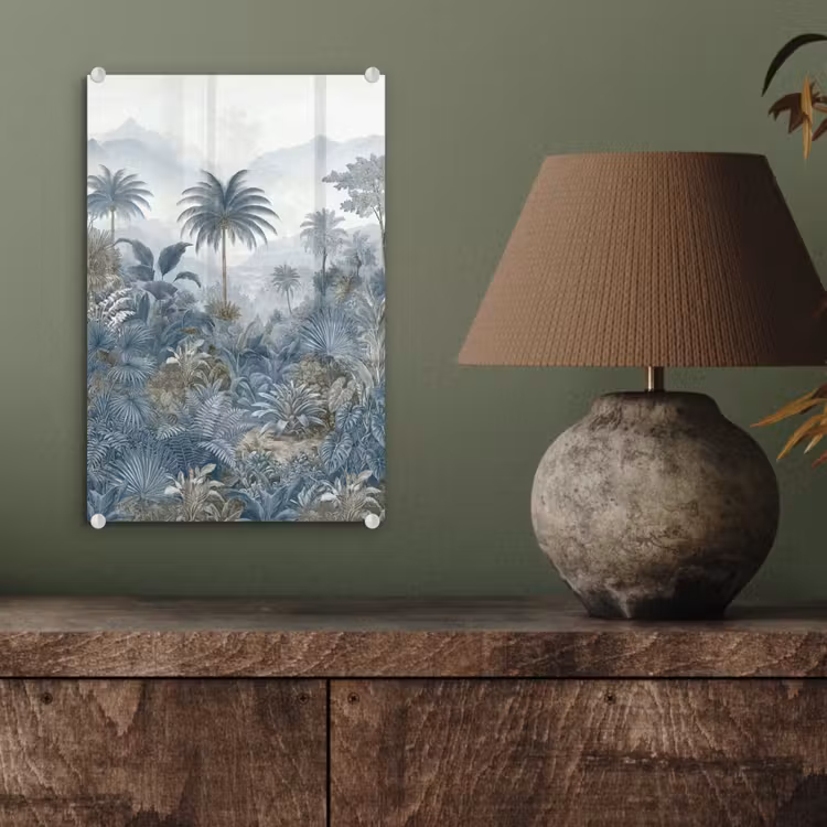 Glas schilderij - Jungle - Landschap - Blauw — 4