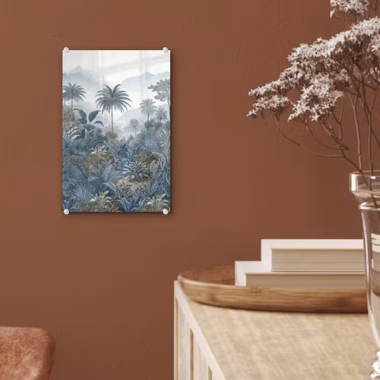 Glas schilderij - Jungle - Landschap - Blauw — 6