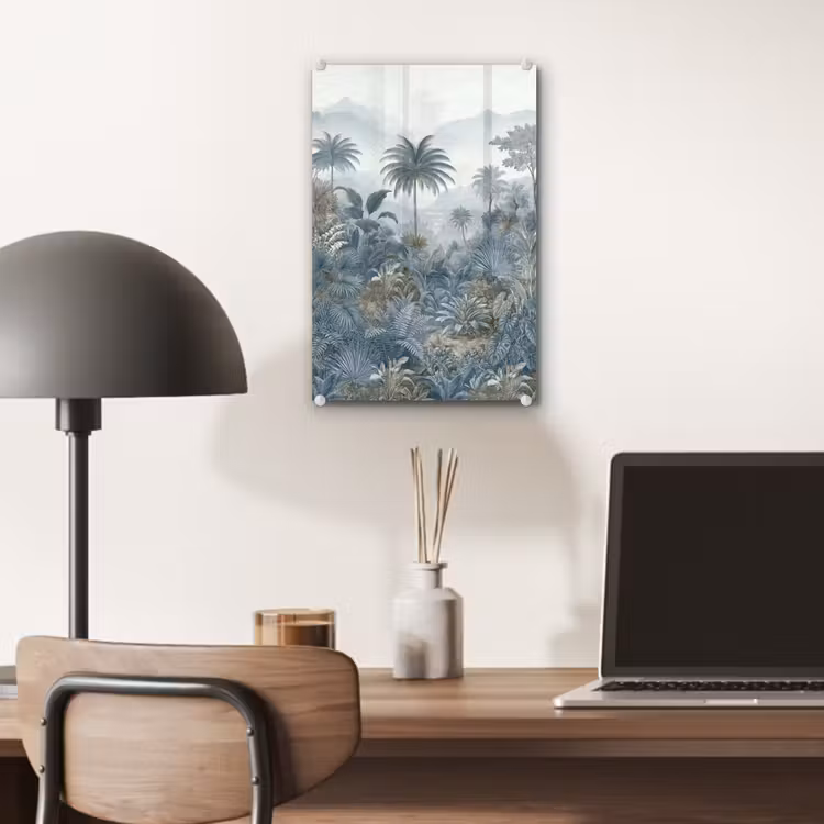 Glas schilderij - Jungle - Landschap - Blauw — 7