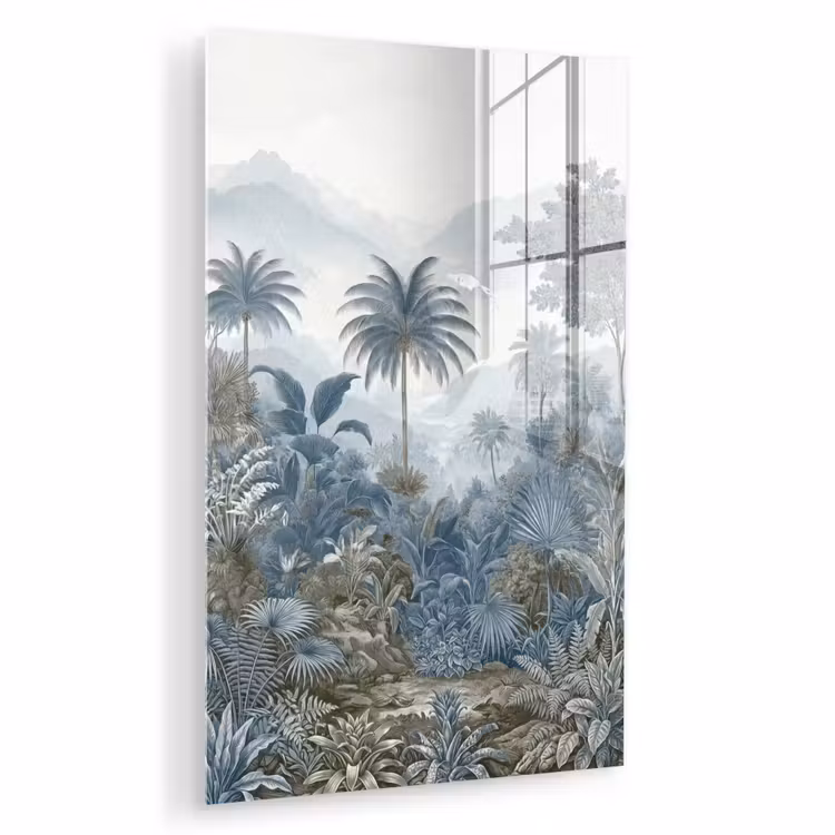Glas schilderij - Jungle - Modern - Blauw - Groen — 1