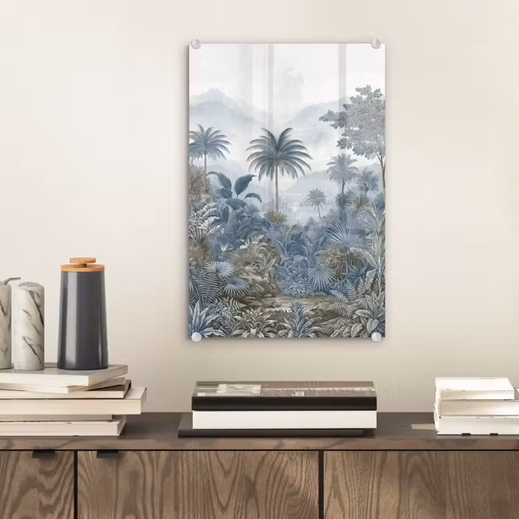 Glas schilderij - Jungle - Modern - Blauw - Groen — 2