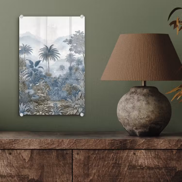 Glas schilderij - Jungle - Modern - Blauw - Groen — 4