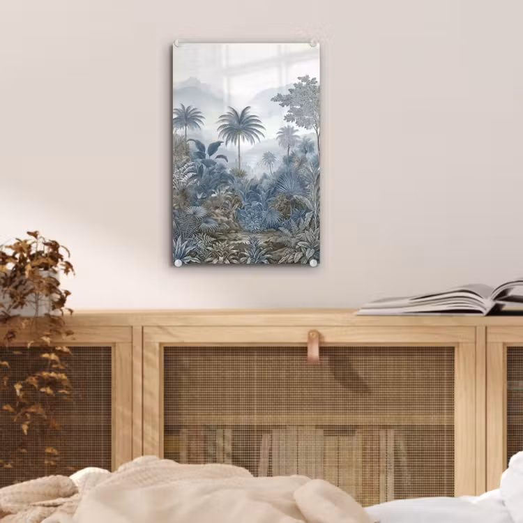 Glas schilderij - Jungle - Modern - Blauw - Groen — 5