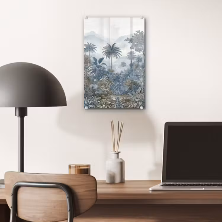 Glas schilderij - Jungle - Modern - Blauw - Groen — 7