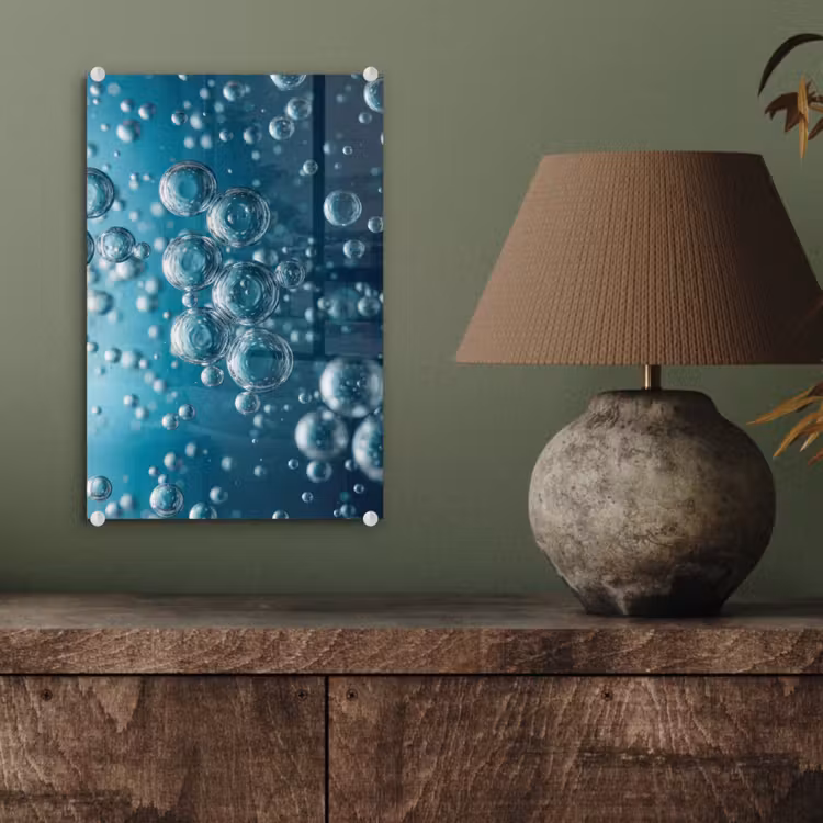 Glas schilderij - Luchtbellen - Dynamisch - Blauw — 4