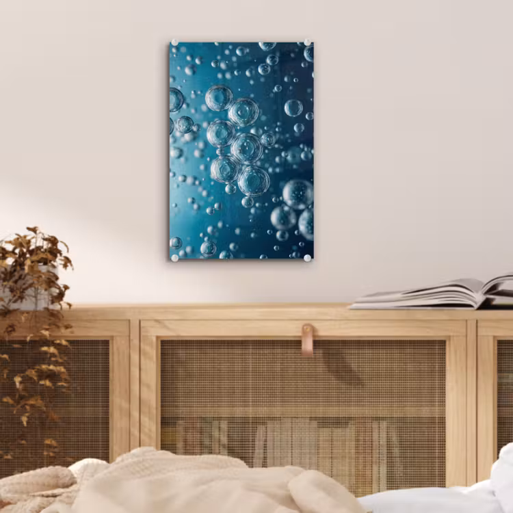 Glas schilderij - Luchtbellen - Dynamisch - Blauw — 5