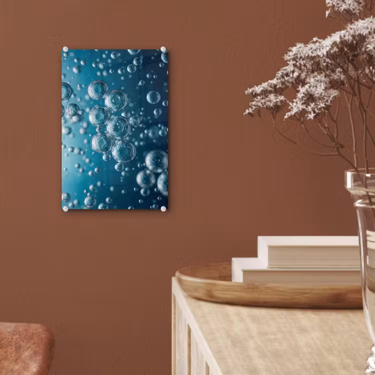 Glas schilderij - Luchtbellen - Dynamisch - Blauw — 6