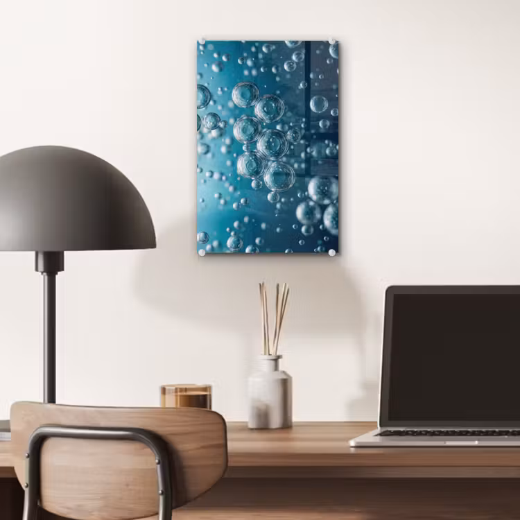 Glas schilderij - Luchtbellen - Dynamisch - Blauw — 7