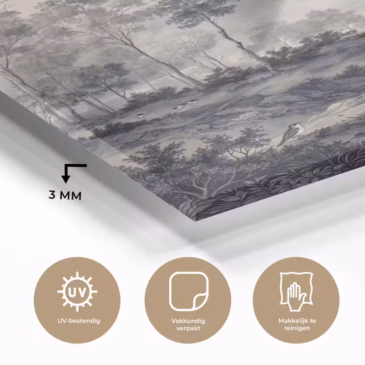 Glas schilderij - Mistig - Berglandschap - Illustratie — 3