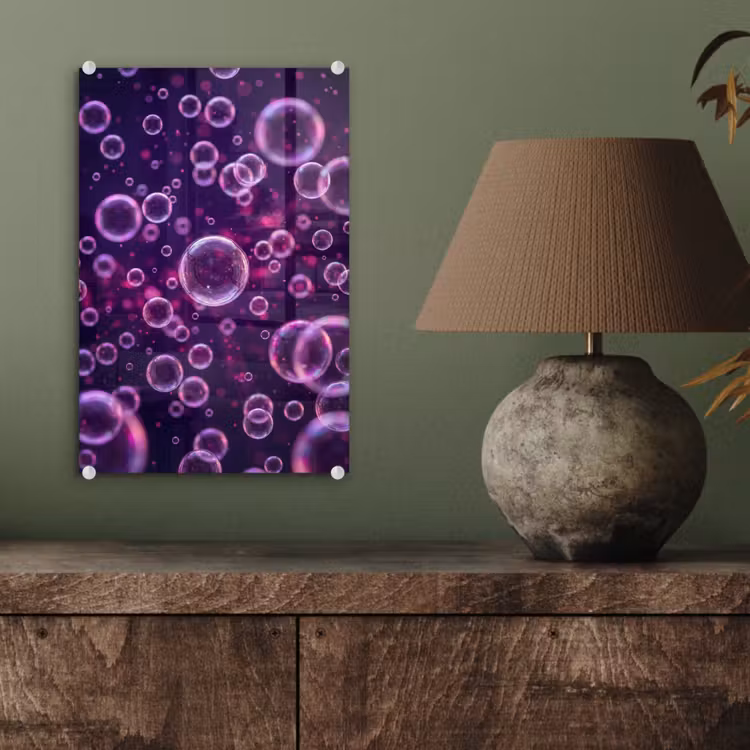 Glas schilderij - Paars - Bubbels - Schuim — 4