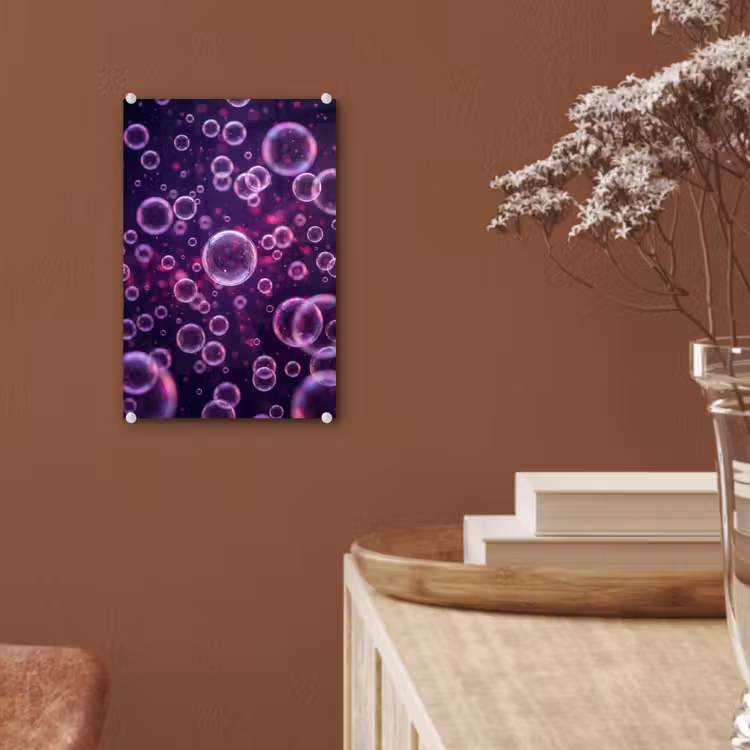 Glas schilderij - Paars - Bubbels - Schuim — 6