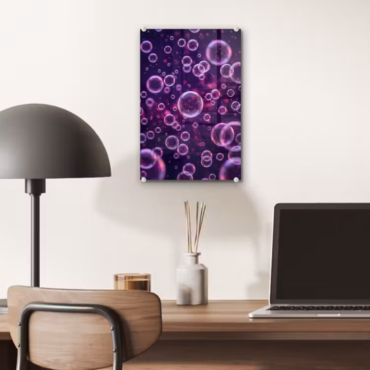 Glas schilderij - Paars - Bubbels - Schuim — 7