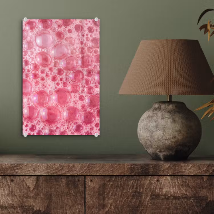 Glas schilderij - Roze - Schuim - Bubbels — 4