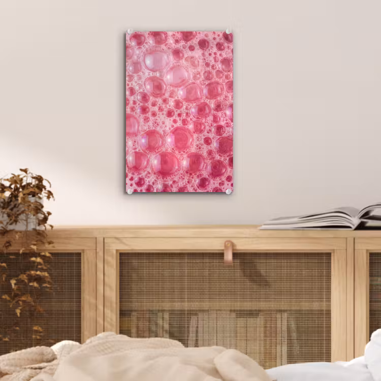 Glas schilderij - Roze - Schuim - Bubbels — 5