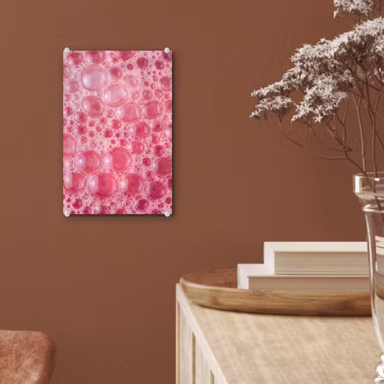Glas schilderij - Roze - Schuim - Bubbels — 6
