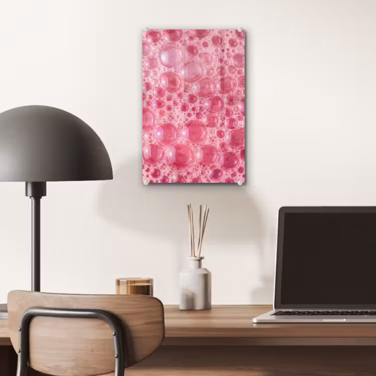Glas schilderij - Roze - Schuim - Bubbels — 7