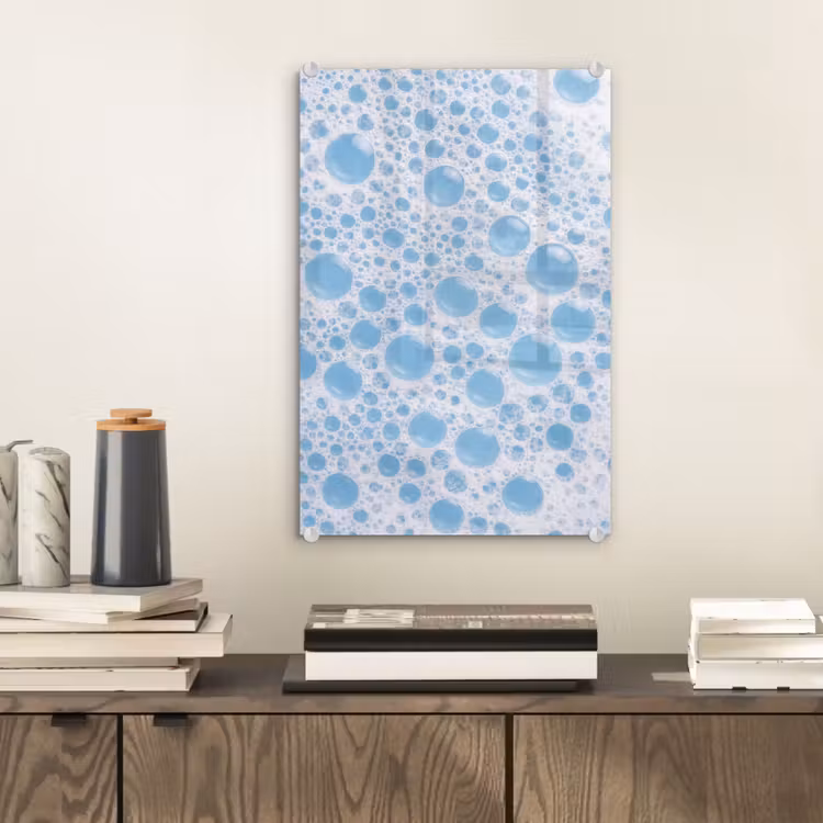 Glas schilderij - Schuim - Bubbels - Blauw — 2