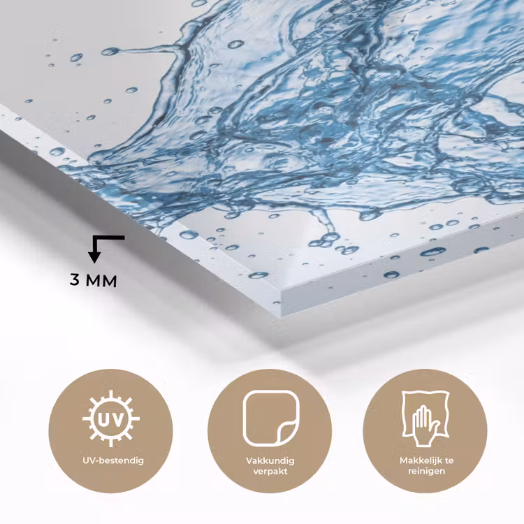 Glas schilderij - Spash - Water - Blauw — 3