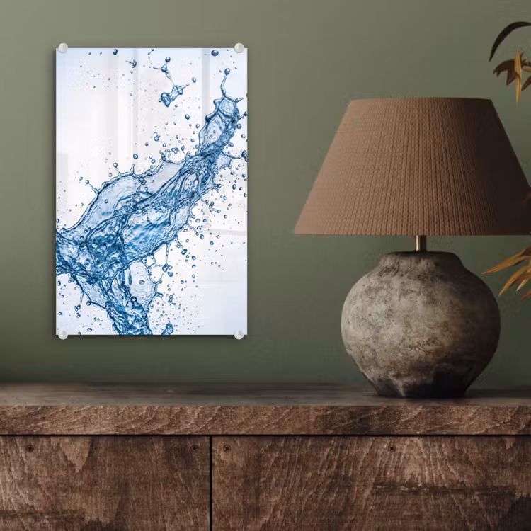 Glas schilderij - Spash - Water - Blauw — 4