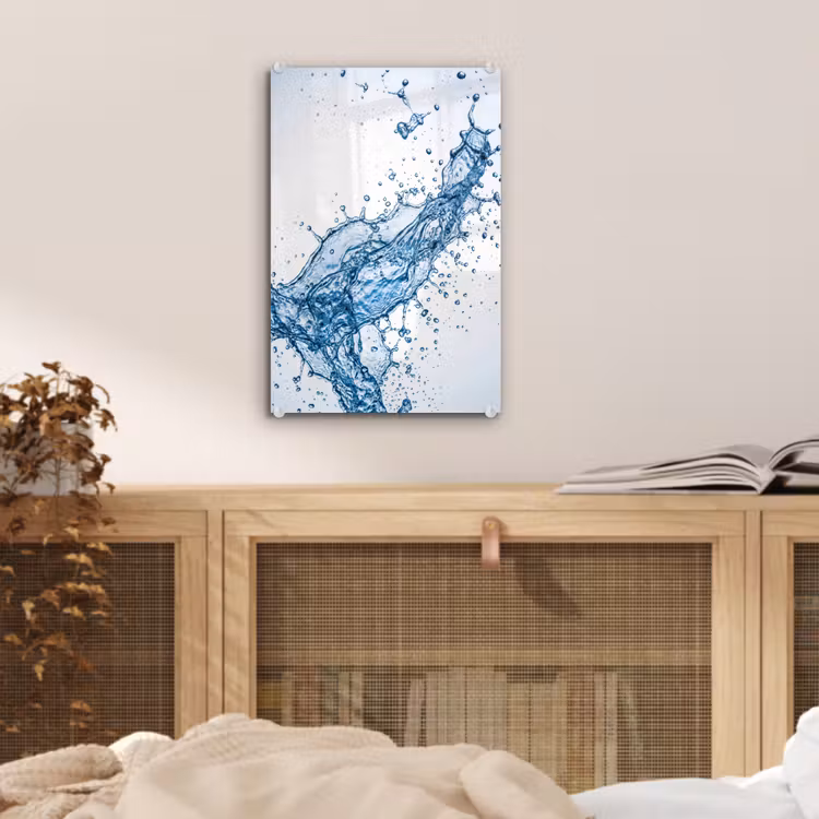 Glas schilderij - Spash - Water - Blauw — 5