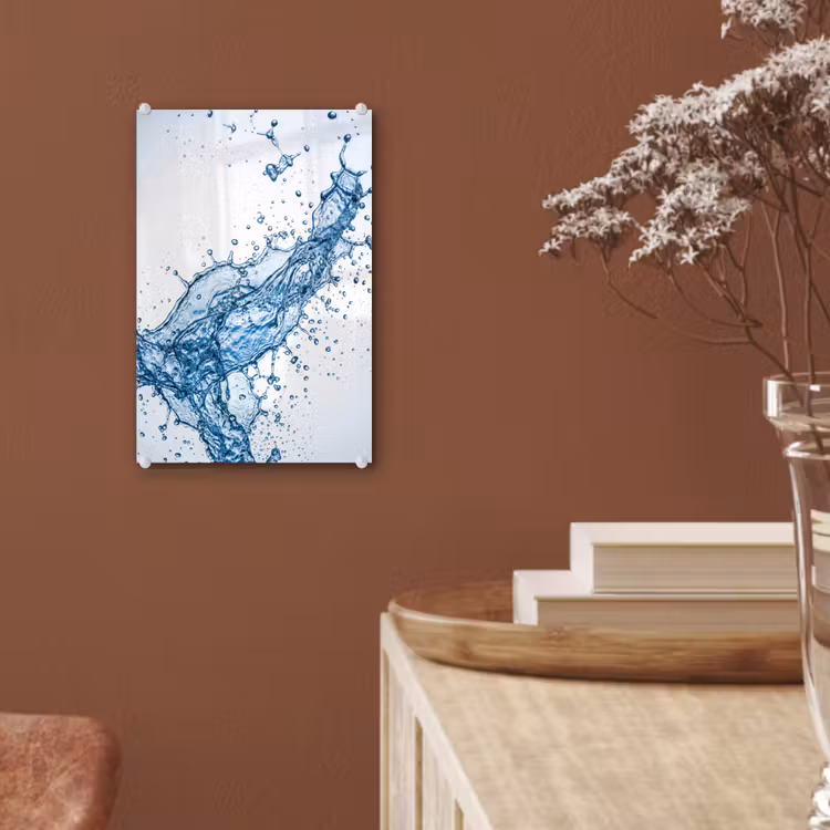 Glas schilderij - Spash - Water - Blauw — 6