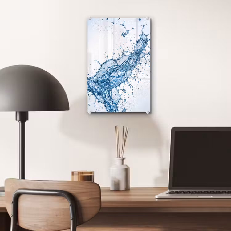 Glas schilderij - Spash - Water - Blauw — 7
