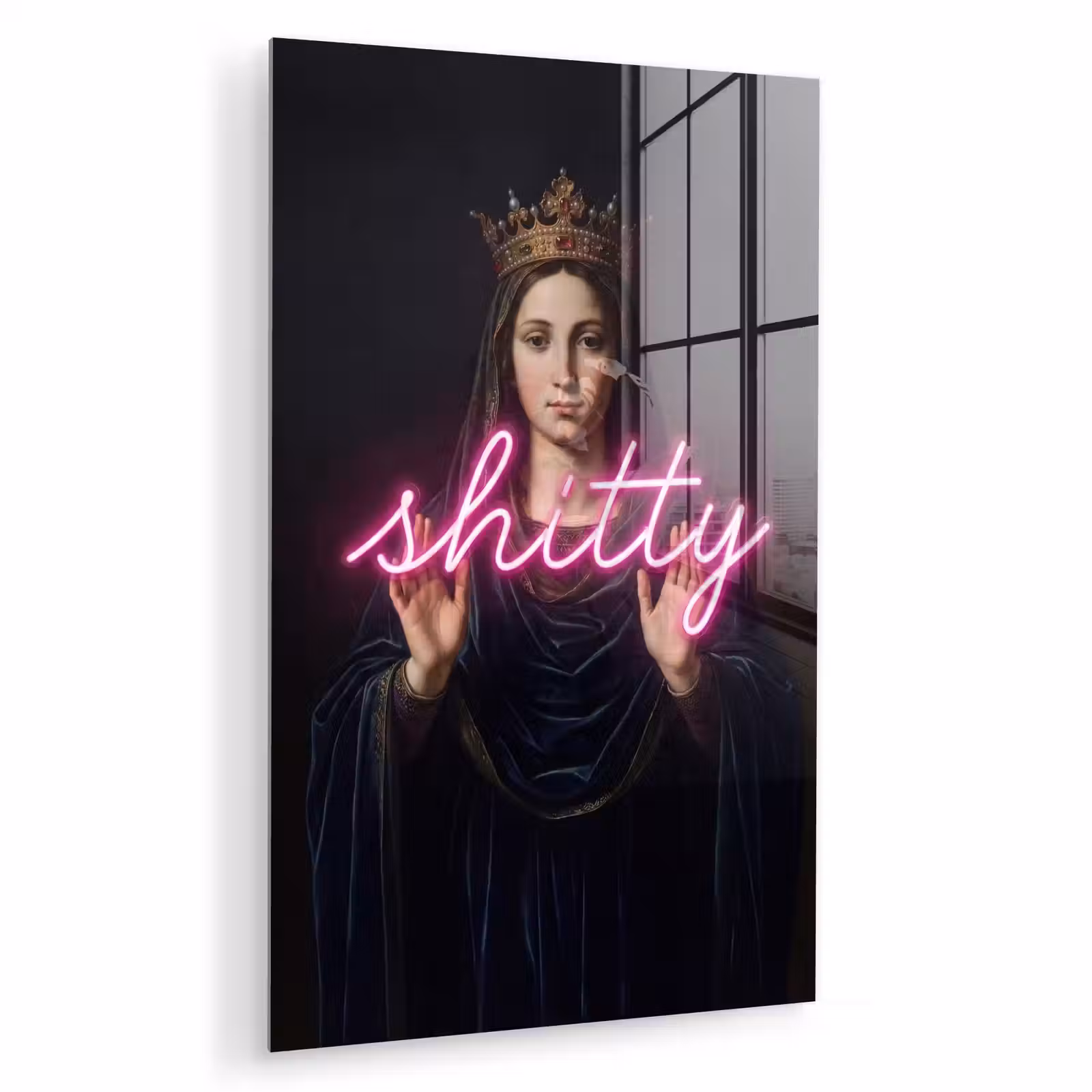 Glas schilderij - Ironisch - Tekst - Neon — 1